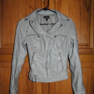 Bebe Faux Leather Light Grey Moto Jacket